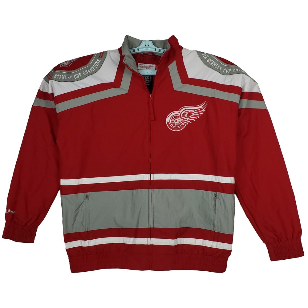 Detroit Red Wings Mitchell & Ness NHL‎ Large Jacket Embroidery Logos Maroon New